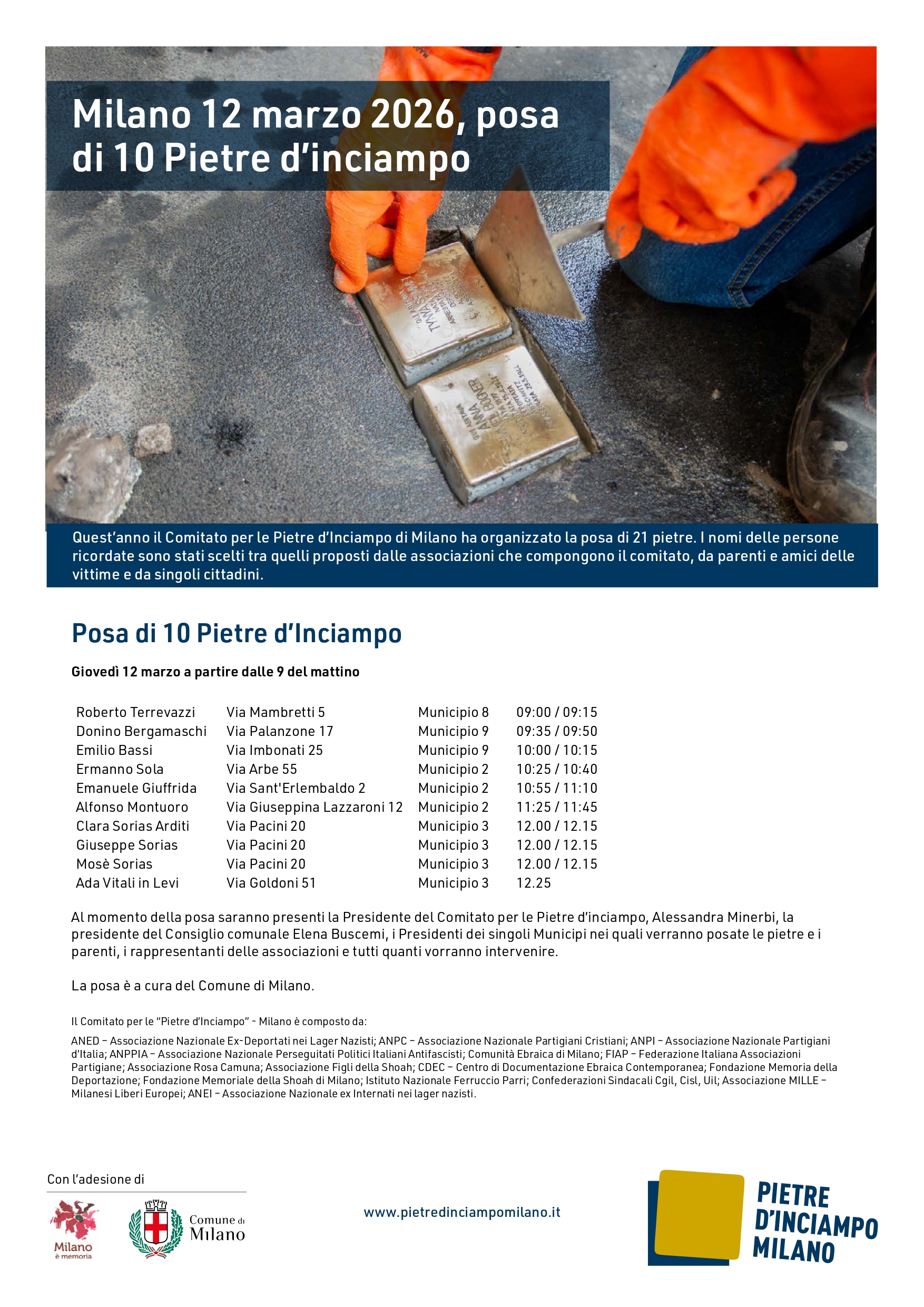 Posa di 10 nuove Pietre d'Inciampo a Milano